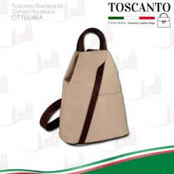 Toscanto Damen Cityrucksack Leder Rucksack rosa braun OTT604RA