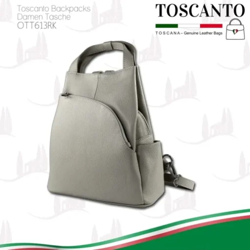 Toscanto Damen Cityrucksack Leder Tasche hellgrau OTT613RK