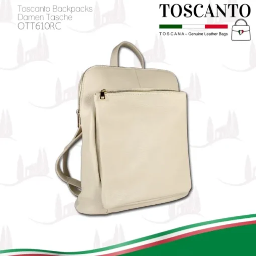 Toscanto Damen Cityrucksack Leder Tasche beige OTT610RC
