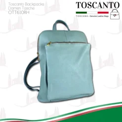 Toscanto Damen Cityrucksack Leder Tasche hellblau OTT610RH