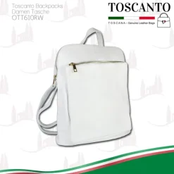 Toscanto Damen Cityrucksack Leder Tasche weiß OTT610RW