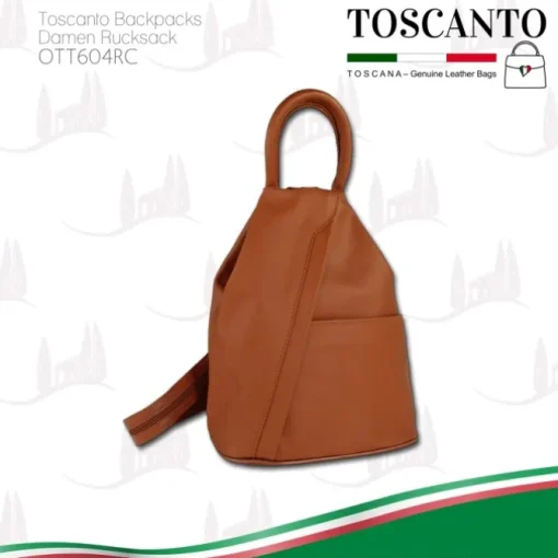 Toscanto Damen Cityrucksack Leder Rucksack braun tan OTT604RC