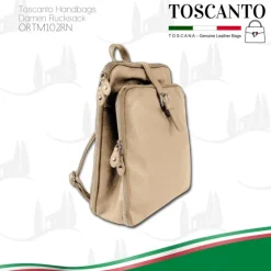 Toscanto Damen Cityrucksack Leder Rucksack taupe beige ORTM102RN