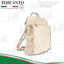 Toscanto Damen Cityrucksack Leder Rucksack beige ORTM103RI