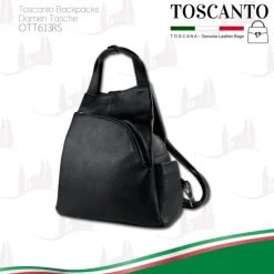 Toscanto Damen Cityrucksack Leder Tasche schwarz OTT613RS