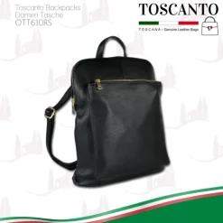 Toscanto Damen Cityrucksack Leder Tasche schwarz OTT610RS