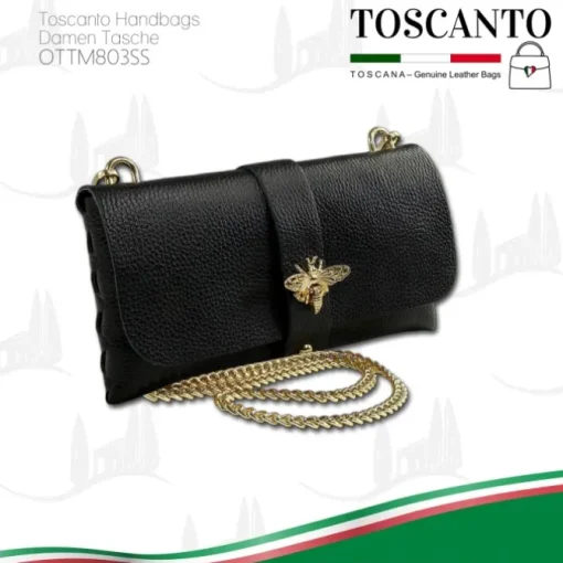 Toscanto Damen Clutch Leder Tasche schwarz OTTM803SS
