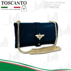 Toscanto Damen Clutch Leder Tasche dunkelblau OTTM803SB