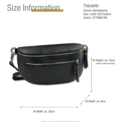 Toscanto Damen Gürteltasche Leder Tasche schwarz OTTM801BS
