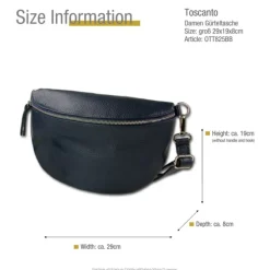 Toscanto Damen Gürteltasche Leder Tasche dunkelblau OTT825BB