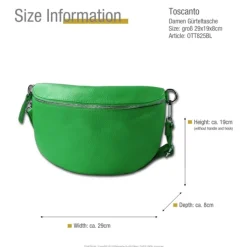 Toscanto Damen Gürteltasche Leder Tasche hellgrün OTT825BL