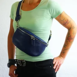 Toscanto Damen Gürteltasche Leder Tasche blau OTT807BB