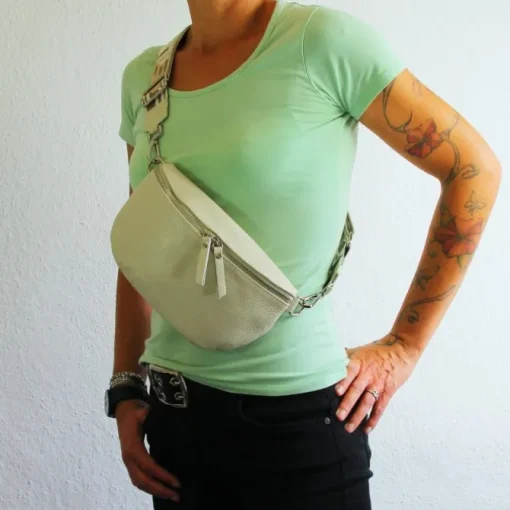 Toscanto Damen Gürteltasche Leder Tasche beige OTT807BI