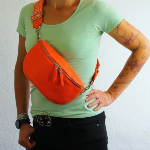 Toscanto Damen Gürteltasche Leder Tasche orange OTT807BO
