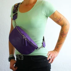 Toscanto Damen Gürteltasche Leder Tasche violett OTT807BV