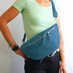 Toscanto Damen Gürteltasche Leder Tasche blau OTT820BF