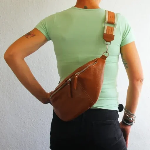 Toscanto Damen Gürteltasche Leder Tasche hellbraun OTT821BC