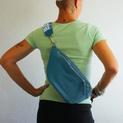 Toscanto Damen Gürteltasche Leder Tasche blau OTT821BF