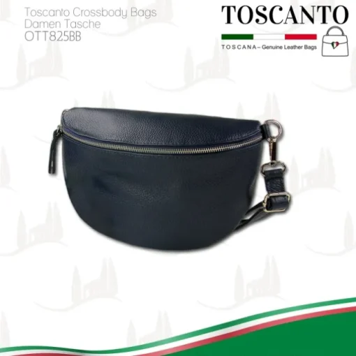Toscanto Damen Gürteltasche Leder Tasche dunkelblau OTT825BB