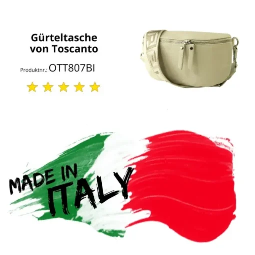 Toscanto Damen Gürteltasche Leder Tasche beige OTT807BI