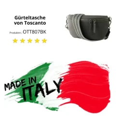 Toscanto Damen Gürteltasche Leder Tasche grau OTT807BK