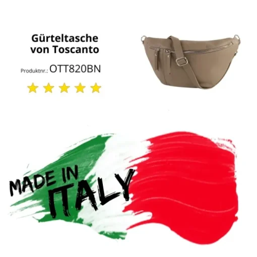 Toscanto Damen Gürteltasche Leder Tasche beige taupe OTT820BN