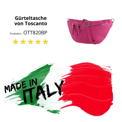 Toscanto Damen Gürteltasche Leder Tasche pink fuchsia OTT820BP