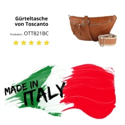 Toscanto Damen Gürteltasche Leder Tasche hellbraun OTT821BC