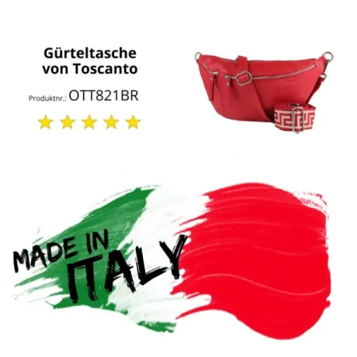 Toscanto Damen Gürteltasche Leder Tasche rot OTT821BR