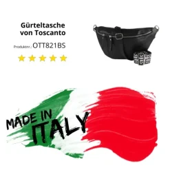 Toscanto Damen Gürteltasche Leder Tasche schwarz OTT821BS