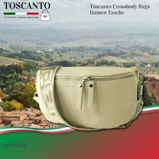 Toscanto Damen Gürteltasche Leder Tasche beige OTT807BI
