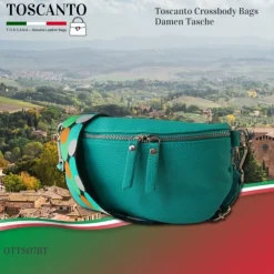 Toscanto Damen Gürteltasche Leder Tasche türkis OTT807BT