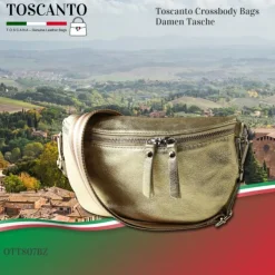 Toscanto Damen Gürteltasche Leder Tasche gold OTT807BZ