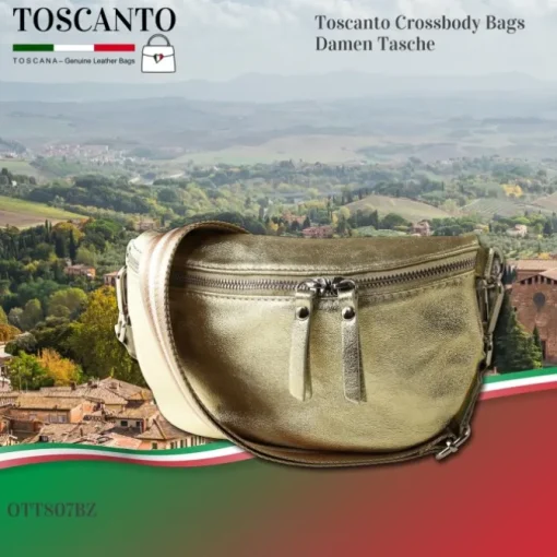 Toscanto Damen Gürteltasche Leder Tasche gold OTT807BZ