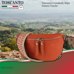 Toscanto Damen Gürteltasche Leder Tasche orange papaya OTT807BE