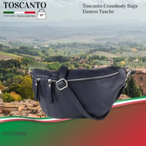 Toscanto Damen Gürteltasche Leder Tasche blau OTT820BB