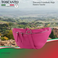Toscanto Damen Gürteltasche Leder Tasche pink fuchsia OTT820BP