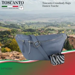 Toscanto Damen Gürteltasche Leder Tasche blau OTT821BF