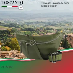 Toscanto Damen Gürteltasche Leder Tasche grün OTT821BG