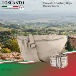 Toscanto Damen Gürteltasche Leder Tasche beige OTT821BI