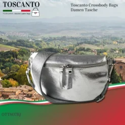 Toscanto Damen Gürteltasche Leder Tasche silber OTT807BJ