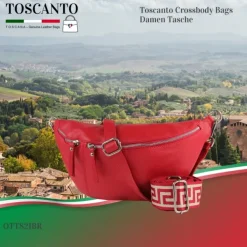 Toscanto Damen Gürteltasche Leder Tasche rot OTT821BR