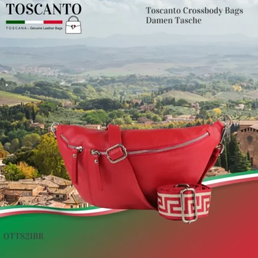 Toscanto Damen Gürteltasche Leder Tasche rot OTT821BR