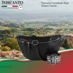 Toscanto Damen Gürteltasche Leder Tasche schwarz OTT821BS