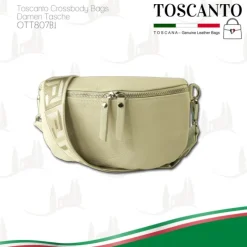 Toscanto Damen Gürteltasche Leder Tasche beige OTT807BI