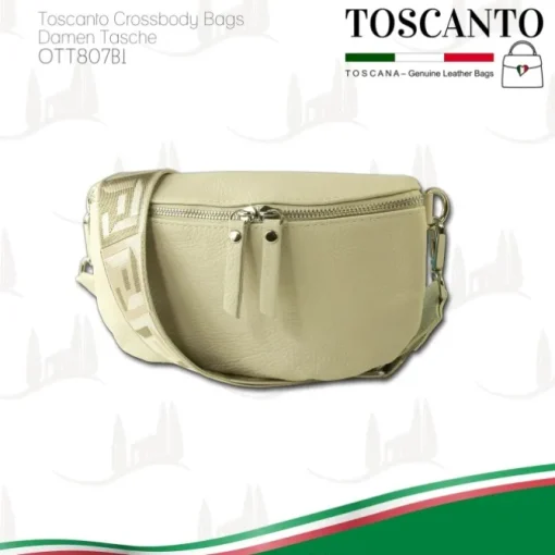 Toscanto Damen Gürteltasche Leder Tasche beige OTT807BI