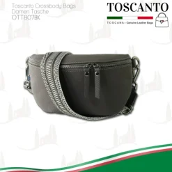 Toscanto Damen Gürteltasche Leder Tasche grau OTT807BK