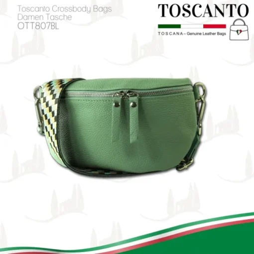 Toscanto Damen Gürteltasche Leder Tasche grün OTT807BL
