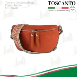 Toscanto Damen Gürteltasche Leder Tasche orange papaya OTT807BE