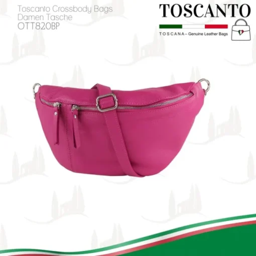 Toscanto Damen Gürteltasche Leder Tasche pink fuchsia OTT820BP